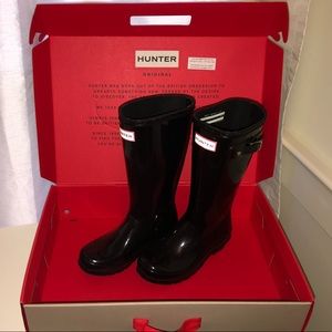 Girls Gloss Black Hunter Boots
